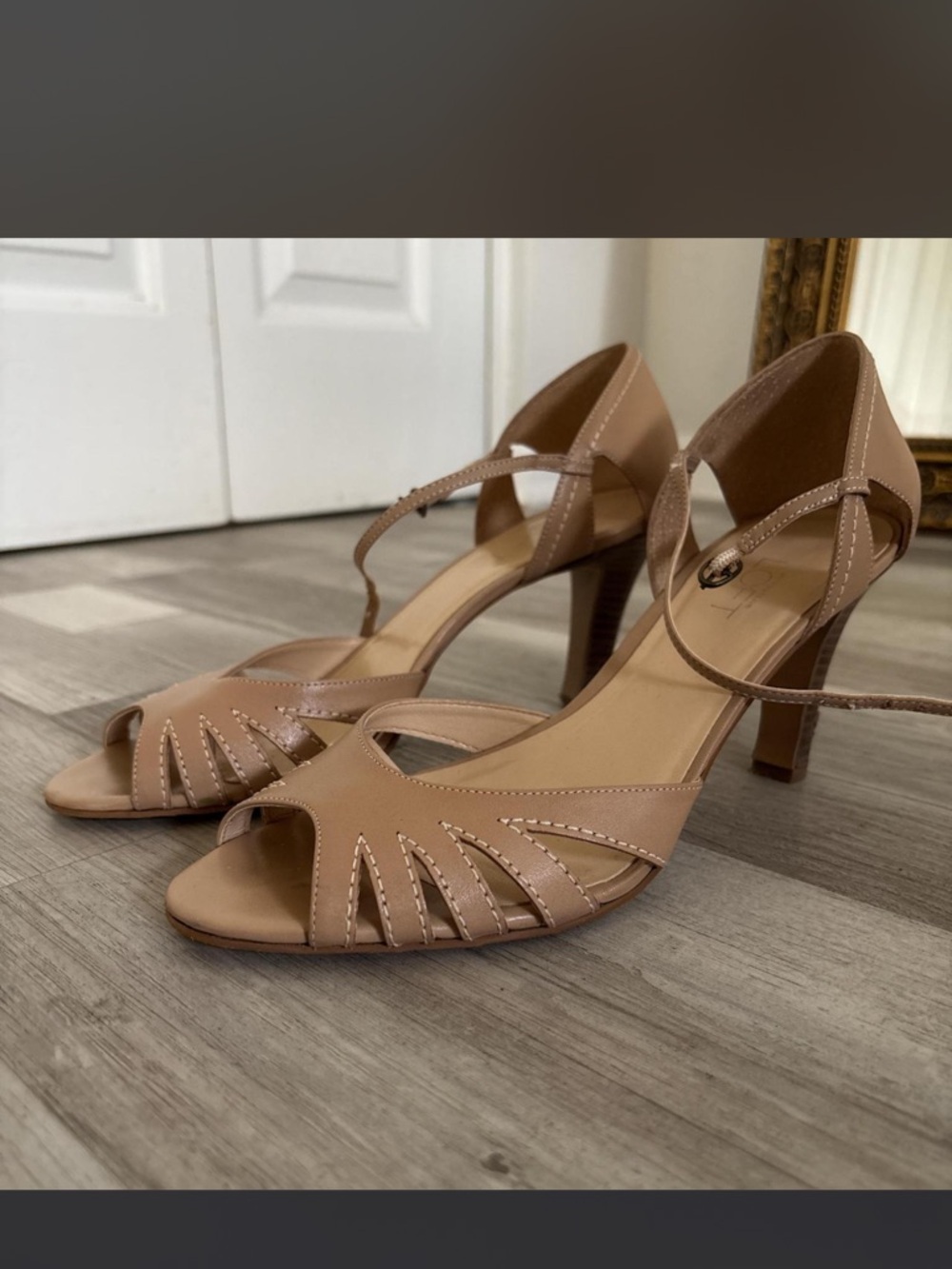 LOFT Nude/Tan Strappy Open-Toe Heels